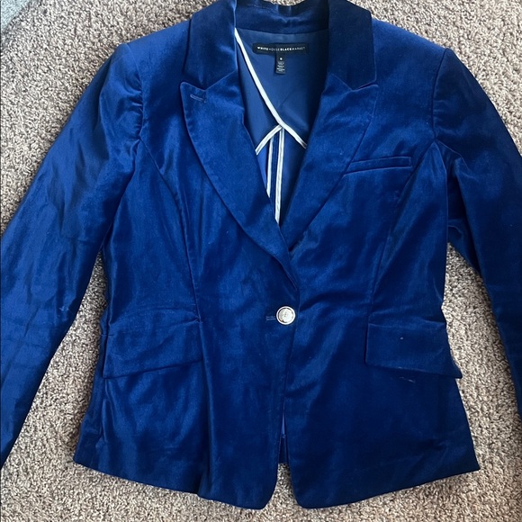 White House Black Market Deep Blue Velvet Blazer - Picture 3 of 12